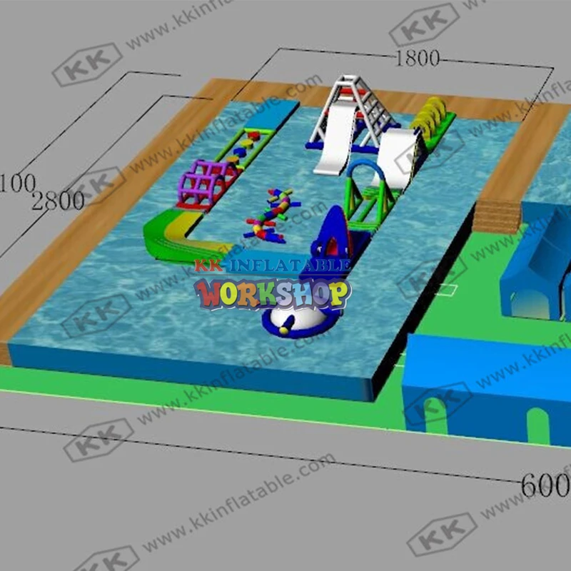 Goede Aangepaste Oem Odm Fabriek Opblaasbare Grond Water Park Opblaasbare Thema Park Project