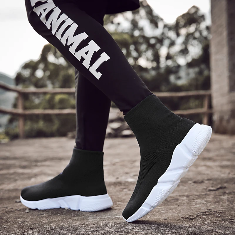 Weweya Men Socks Sneakers Summer High Top Running Shoes Breathable Elastic Knit Male Sport Lightweight Trainers Krasovki | Спорт и