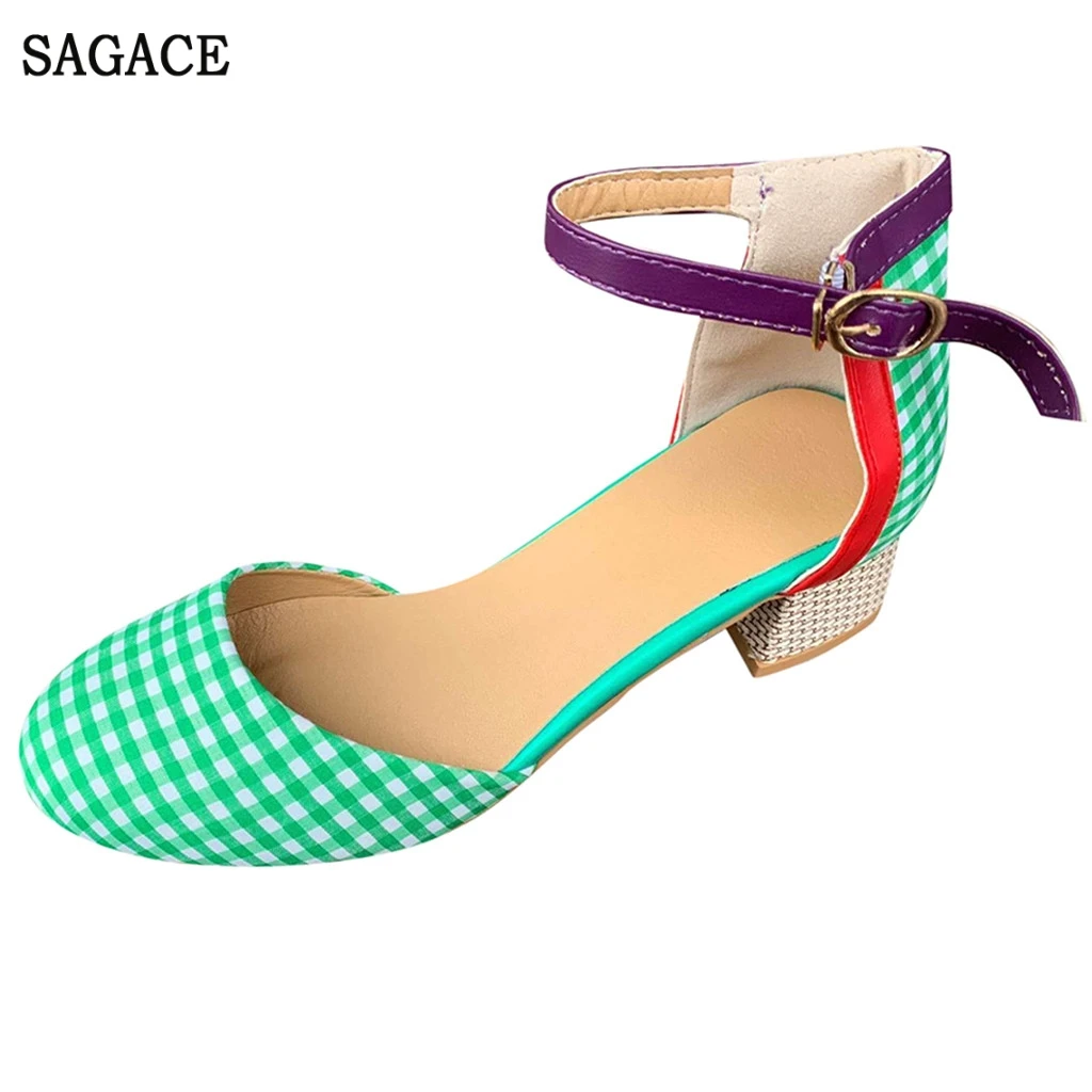 Сандалии SAGACE женские с закрытым носком босоножки на высоком устойчивом каблуке