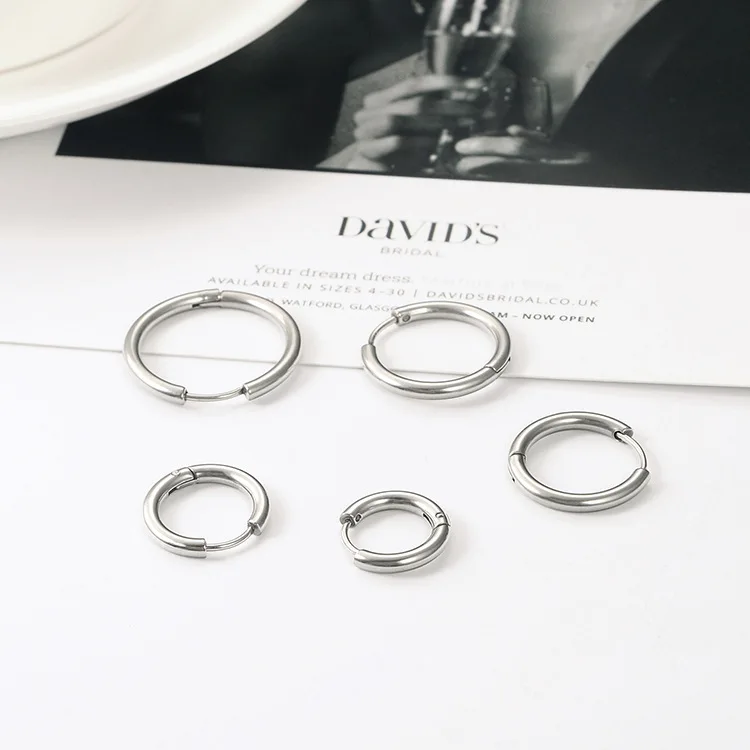 Серьги-кольца из нержавеющей стали для мужчин и женщин классические круглые