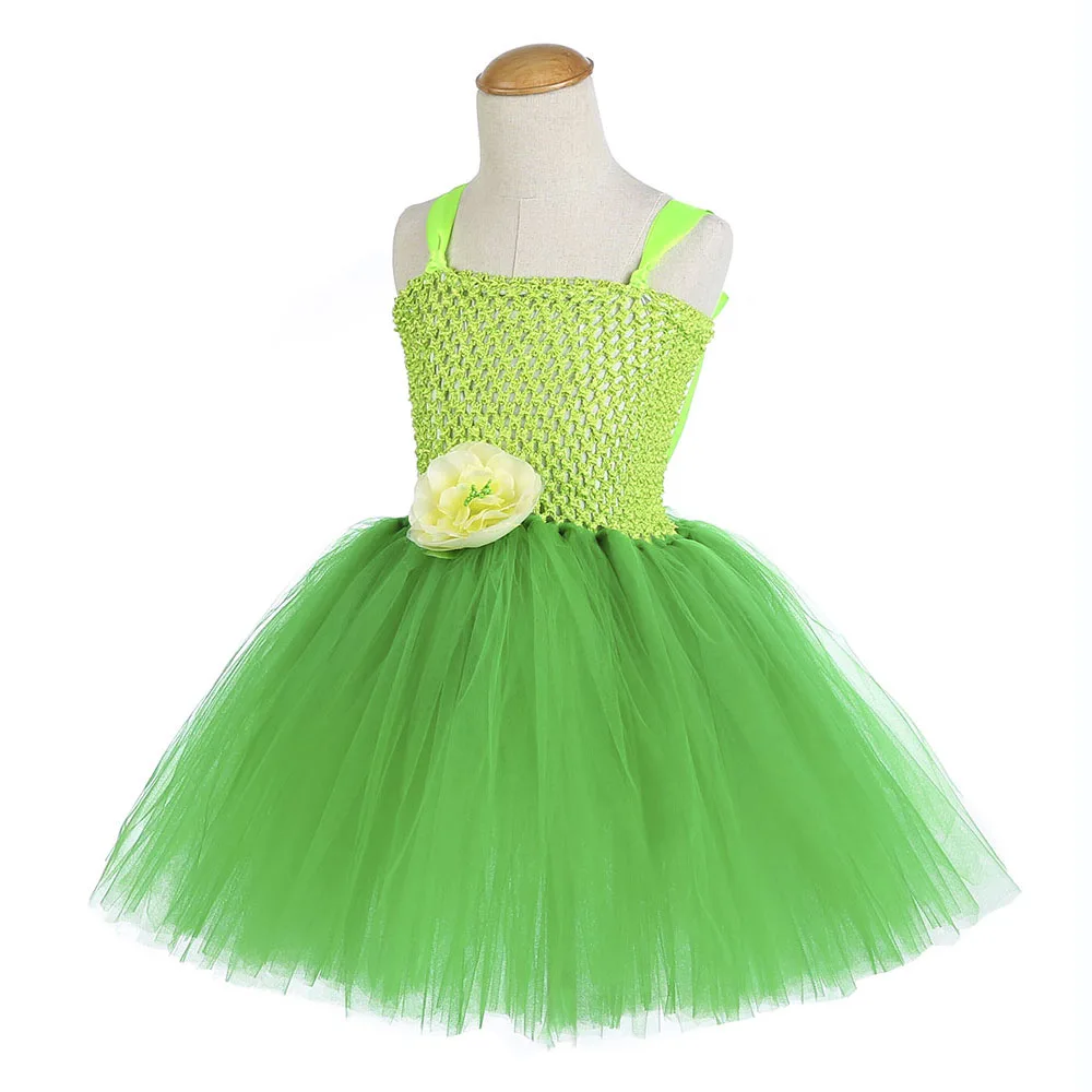 Green Santa Flower Fairy Princess Party Dresses for Little Girls Role Play Tutu Dress with Magic Wand Wing Headwear 1-12Y | Детская