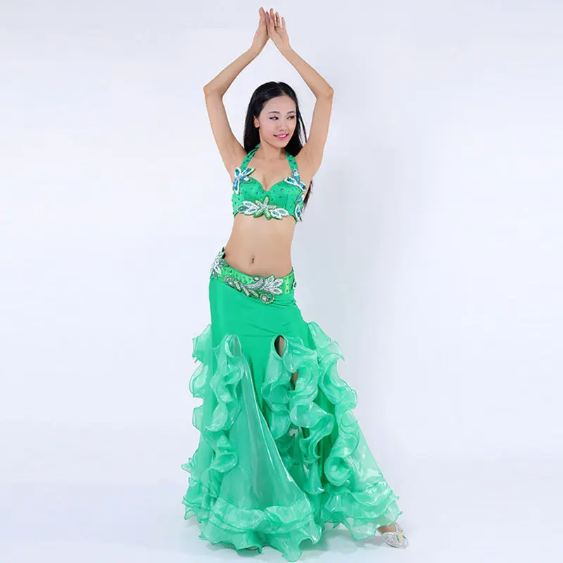 Женский костюм Стразы для танца живота комплект из 3 предметов с бюстгальтером