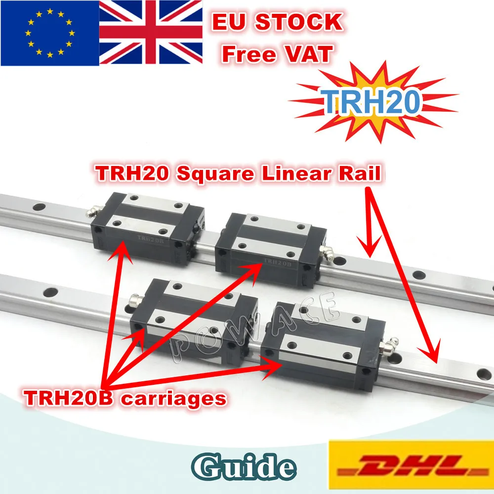 

[EU Free VAT] TRH20 Square Linear Guide Rail 400/500/600/800/1200mm for CNC Router Milling Machine +TRH20B Block Carriage