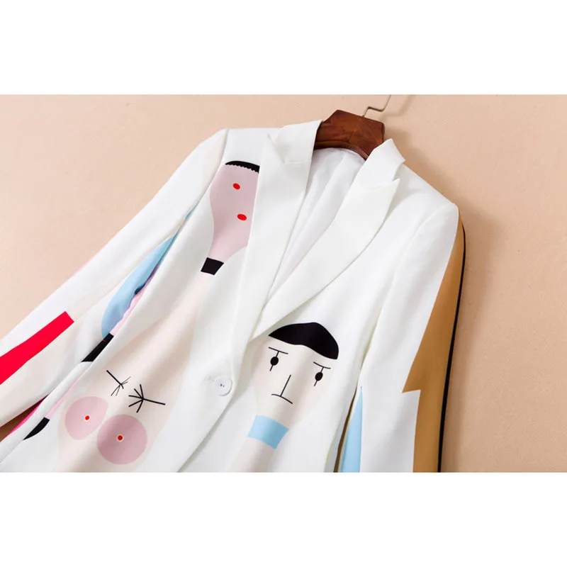 Женский комплект из 2 предметов на одной пуговице блейзер + брюки с цветочным