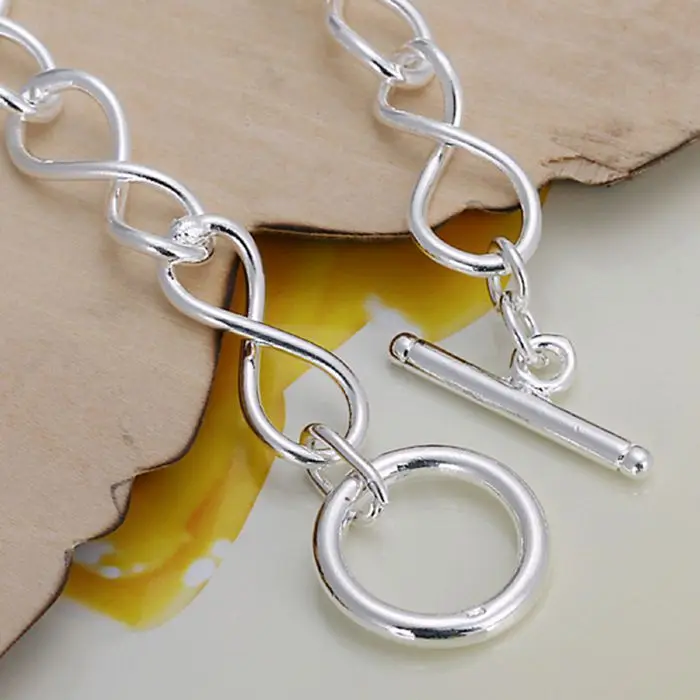 Тонкий летний Стиль посеребренный браслет 925-Стерлинговое серебро ювелирные