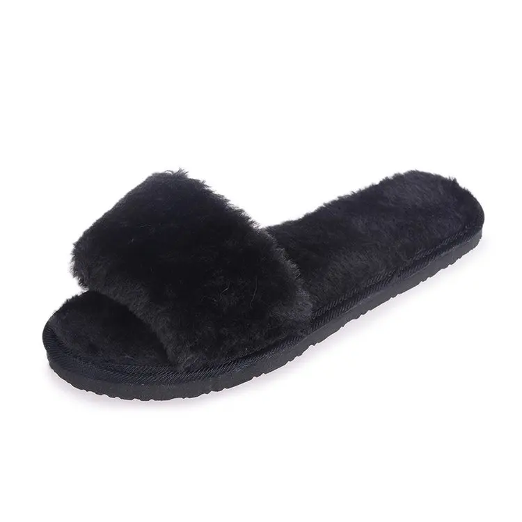 Дамские тапочки zapatos mujer женские слипоны ползунки пушистого искусственного меха