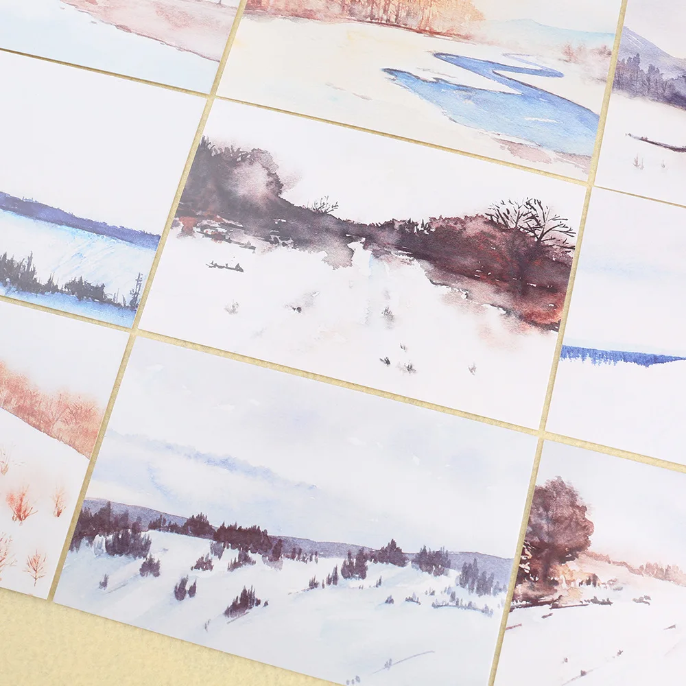 Postcard set Poetry and far field scenery greeting card visit painting retro China 30pcs/set | Канцтовары для офиса и дома