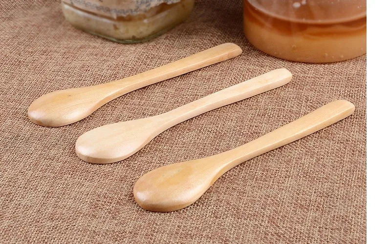 

500pcs Small Fragrant Wooden Spoon Deep Mouth Honey Spoon Multifunction Coffee Jam Wooden Spoons Kitchen Tools