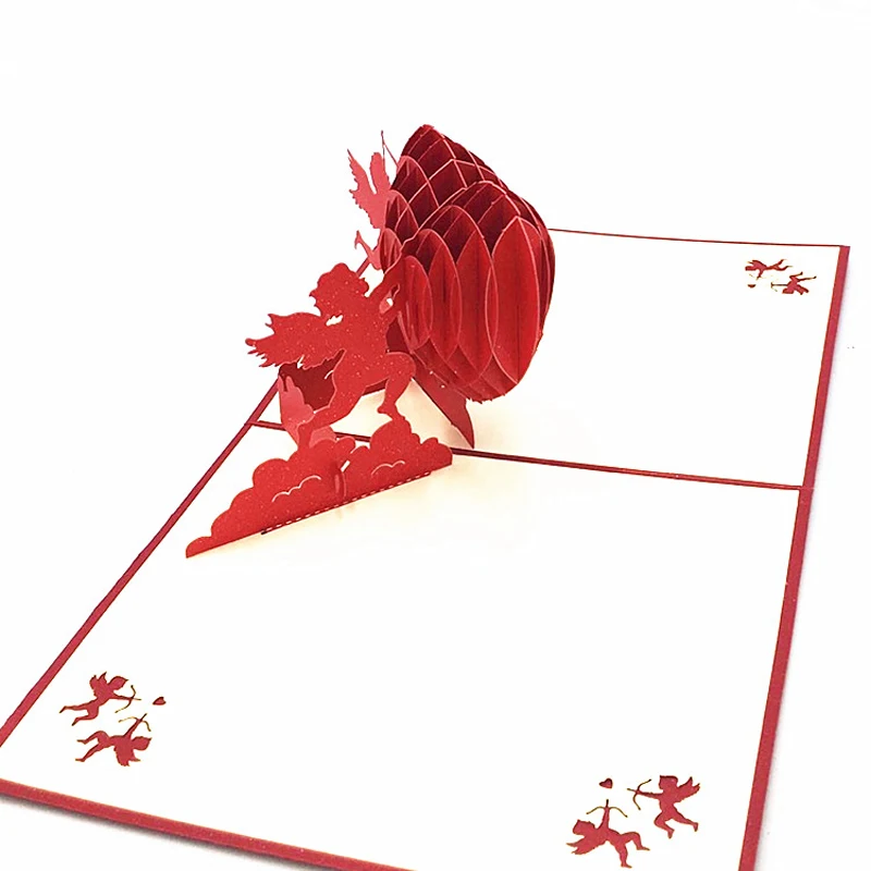 Cupid Love Heart 3D всплывающая открытка Подарочная ручной работы для дня рождения