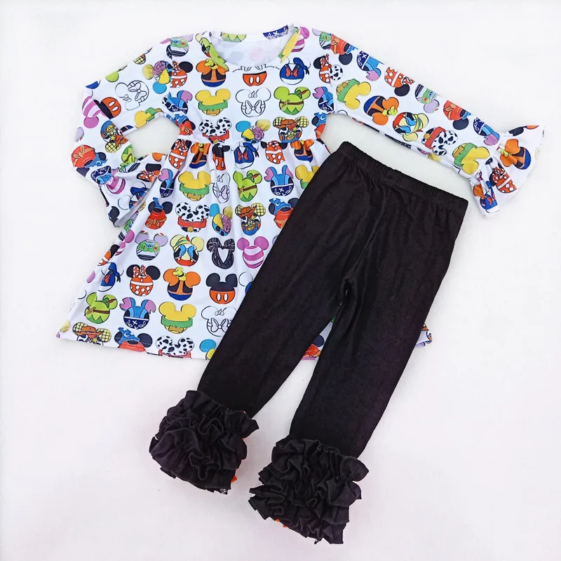 Осень/зима девушки с длинным рукавом бутик набор Белый Минни шаблон Milksilk топ матч