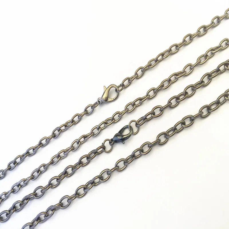 

4mmx5mm gunmetal color 0 shape Link necklace chain with lobster clasp pendant accessories pocket watch chain 3pcs/lot