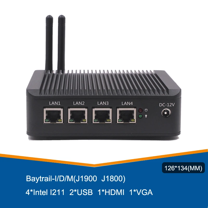 Мини ПК ATOM E3845 VPN сервер четыре ядра без вентилятора с 4 портами Lan|Мини ПК| |