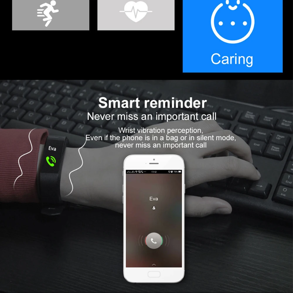2019 Bluetooth Смарт-браслет Цветной дисплей водонепроницаемый спортивный браслет