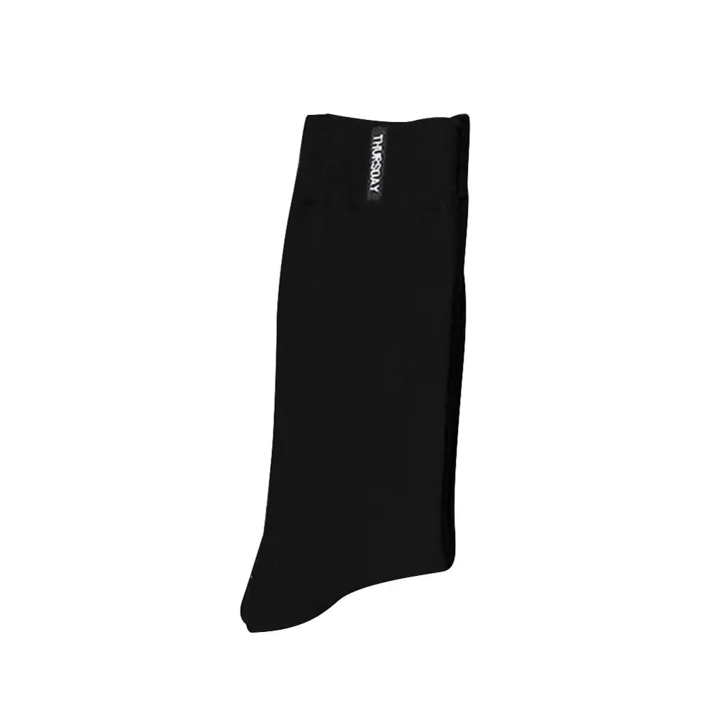 Black Men Cotton Socks Fashion Weekly Solid Color Business Casual British Style Socks Hip Hop - Color: Black