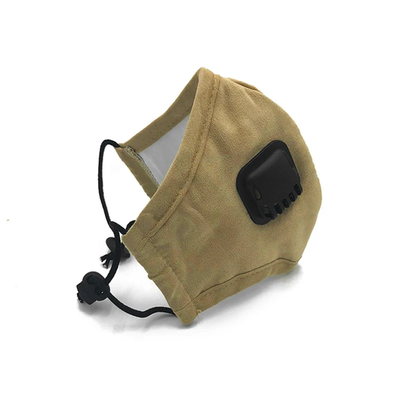 Men Khaki 1 шт. дыхательная маска с клапаном на рот, черная, для улицы, против пыли, Корейская, хлопковая, для езды на велосипеде, маски, рот-муфта, РМ2, 5, респиратор для лица - Цвет: Men Khaki