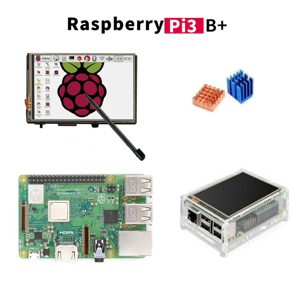 Raspberry Pi 3 Model B Plus комплект Raspberry Pi 3 b+ с 3,5 дюймовым сенсорным ЖК-экраном Raspberry Pi TFT+ акриловый чехол для rpi B