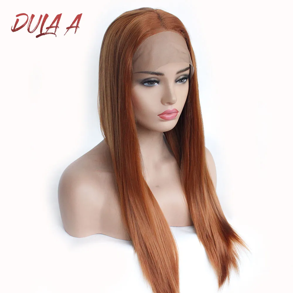 Dula Красный Длинные прямые синтетические руки связали волосы на кружеве