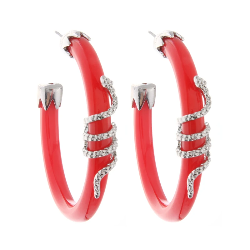 white K red NeeFu WoFu висячая серьга со змеями для женщин, Очаровательная полимерная серьга, модное ушное кольцо, большие серьги Brinco Oorbellen - Окраска металла: white K red