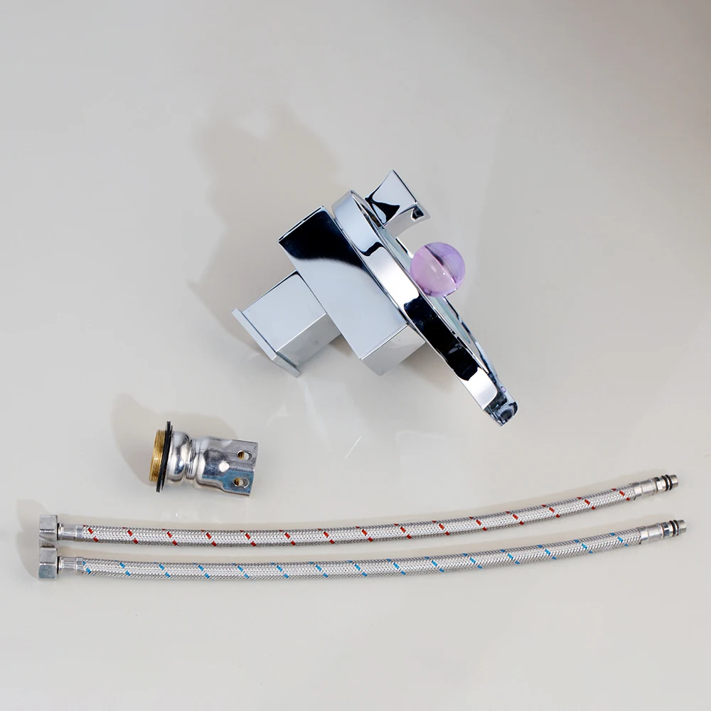 KEMAIDI светодиодный смеситель для ванной комнаты хромированный латунный водопад