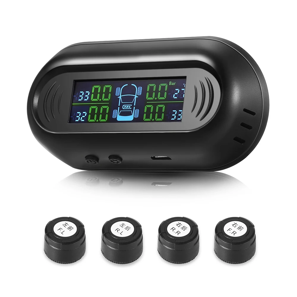 G50 Solar Powered TPMS Car Tire Pressure Monitor System 4 External Sensors Real-time Detection 0 - 8 Bar High Low Alarm | Автомобили и