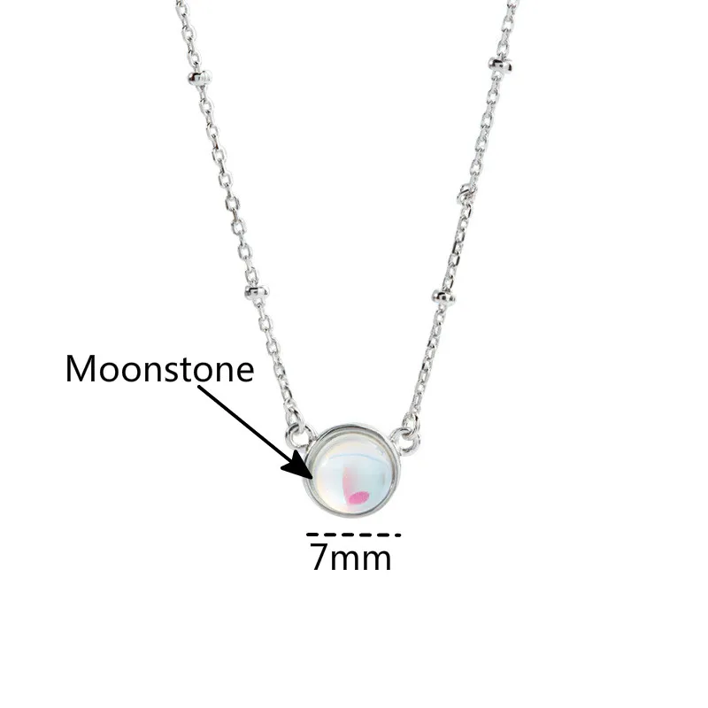 

Fengxiaoling 2018 New Round Moonstone Necklaces & Pendants For Women Fashion 925 Sterling Silver Jewelry Clavicular Chain