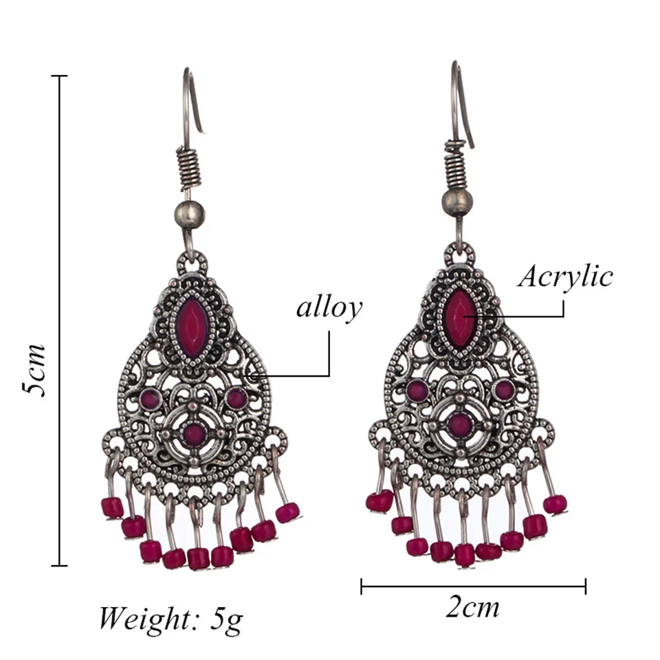 Женские акриловые Висячие Серьги Boho Длинные круглые висячие серьги красного