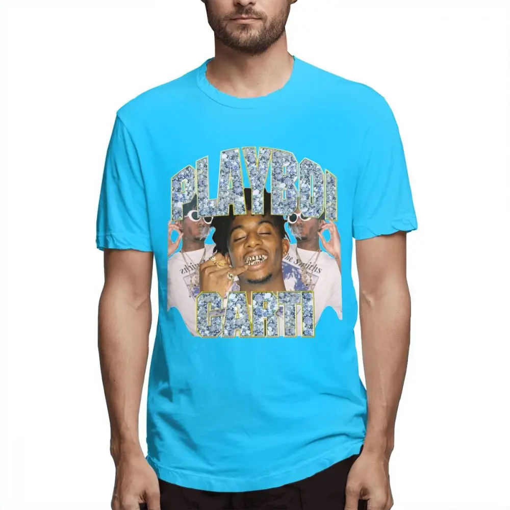 Королевский синий Playboi Carti Винтажная футболка с коротким рукавом, дизайн для мужчин, популярная качественная хлопковая футболка для мужчин - Цвет: Королевский синий