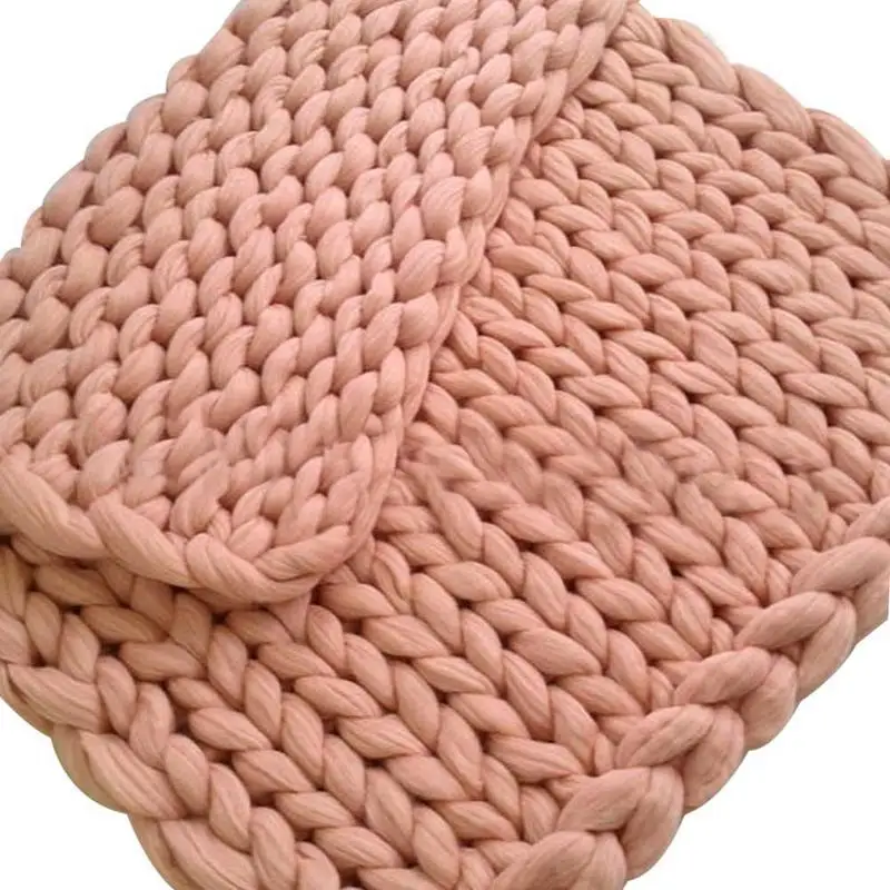 Pink Мягкое вязаное одеяло ручной работы, вязаное одеяло, зимнее одеяло для кровати, теплое короткое одеяло, толстое объемное одеяло для дивана - Цвет: Pink