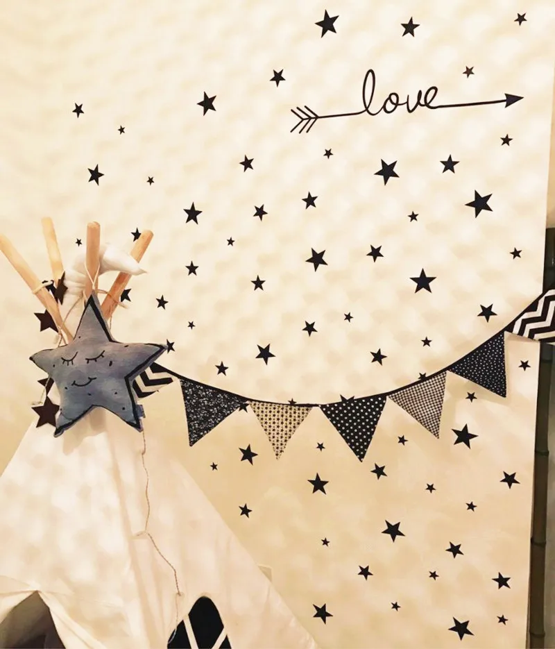 170 шт Смешанные 3 размера звезды плюс любовь стрелка узор Детская Спальня Декор наклейки на стену