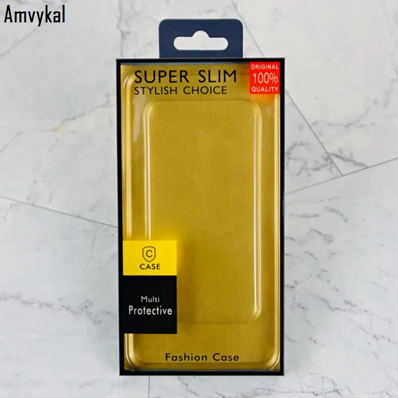 Amvykal для iPhone XR XS Max на возраст 5, 6, 7, 8, Samusng S10e S10 S9 S8 S7 плюс телефон универсальные чехлы Розничная упаковочная коробка из ПВХ посылка - Цвет: Black Gold