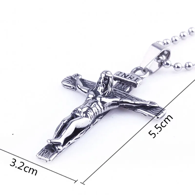 INRI Иисус кусок Панк Серебряный Vintage Крест подарок хип-хоп рок мужские ожерелья из