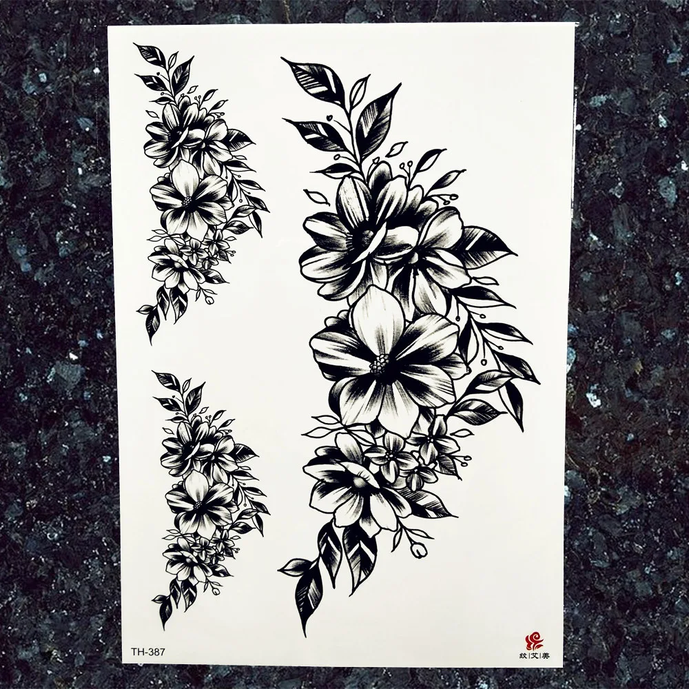 Искусственные эскизы наклейки с цветами татуировки для женщин тела руки талии