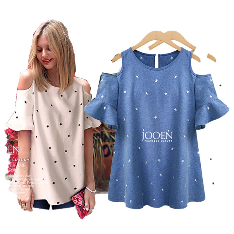 

Maternity clothing autumn Dew shoulder loose leisure fashion Large size ladies tee horn sleeve Clothes For Pregnant women