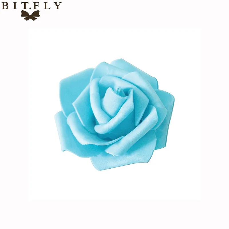 Light Blue 10 шт./лот 6,5 см искусственные розы головки многоцветный для свадебные букет, домашнее украшение DIY венки ремесло подарок расходные материалы - Цвет: Light Blue