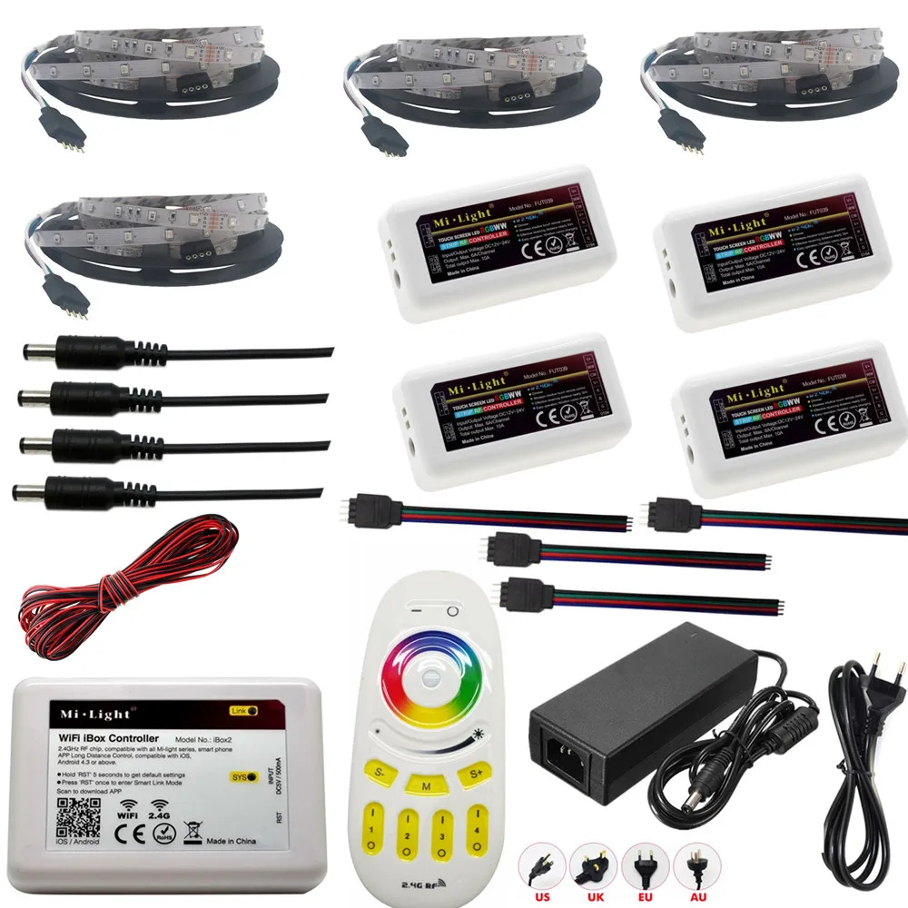 5050 RGBW RGBWW RGB Mi светильник wifi Светодиодная лента Водонепроницаемая 5 м 10 м 15 м 20 м DC 12 В светодиодный светильник 60 Светодиодный/м с радиочастотным пультом дистанционного управления
