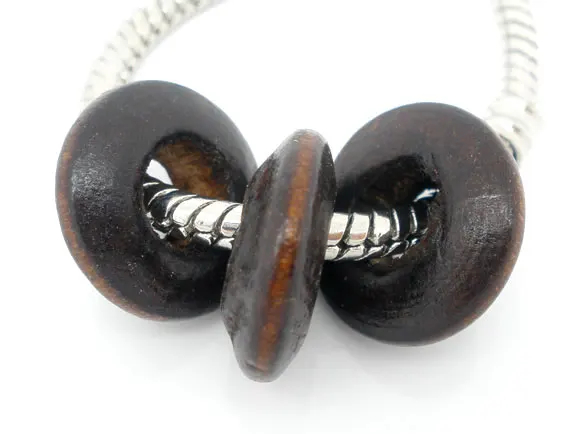 DoreenBeads 200 шт. темно-коричневые Крашеные деревянные шарики Rondelle подходят для