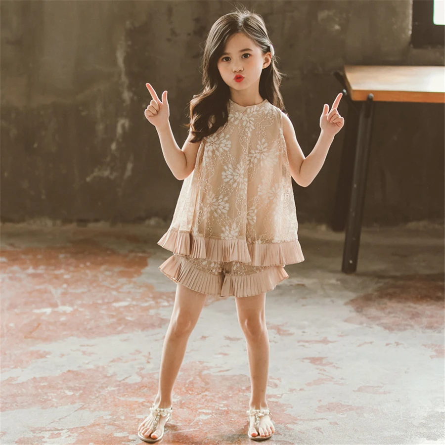 Платье принцессы элегантный кружевной комплект из 2 предметов футболка без