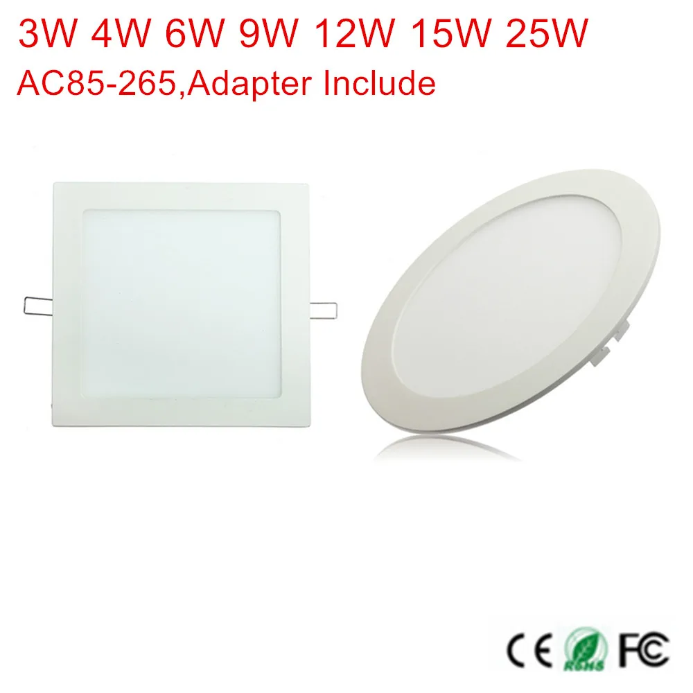 Ультратонкая светодиодная панель круглая/квадратная 3 Вт 4 6 9 12 15 25 Вт|led downlight|panel