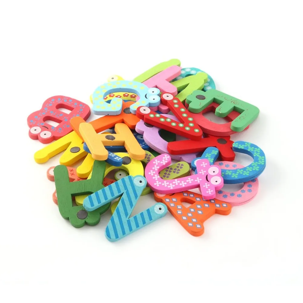 Детские игрушки 26 шт./компл. деревянный мультяшный Алфавит A Z магниты детские