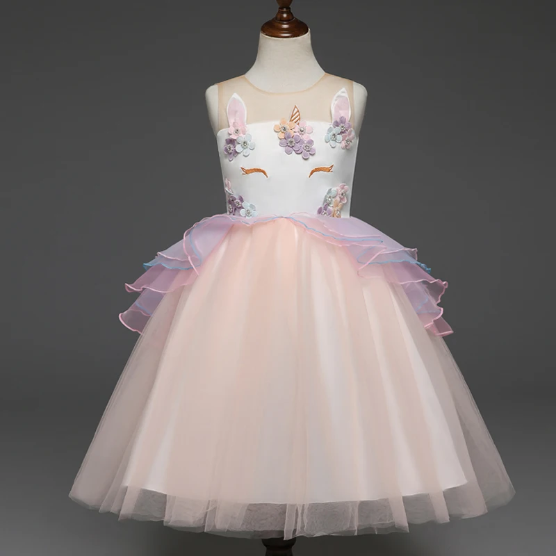 Фея формальная одежда для девочек платье единорога свадьбы вечерняя Детский