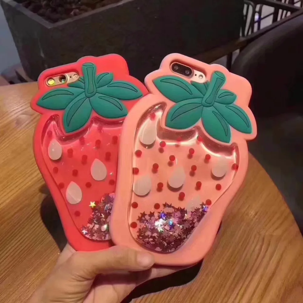 30 шт. 2017 3D клубника динамический жидкость зыбучие пески Силиконовые ТПУ рельеф