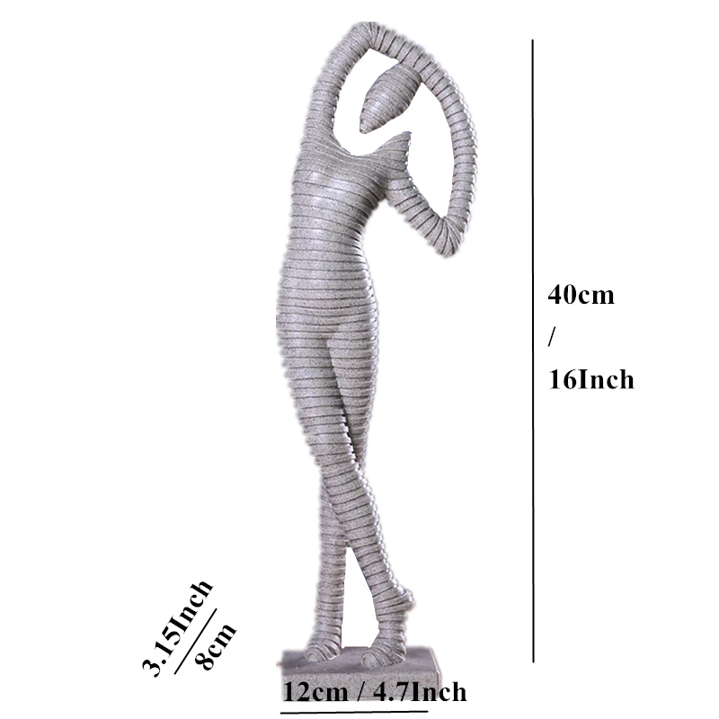 Sand Woman Statue VILEAD 16 ''белый песок камень абстрактная статуя мужчины женщины Креативный современный миниатюрная Статуэтка рождественские украшения для дома магазинов - Цвет: Sand Woman Statue