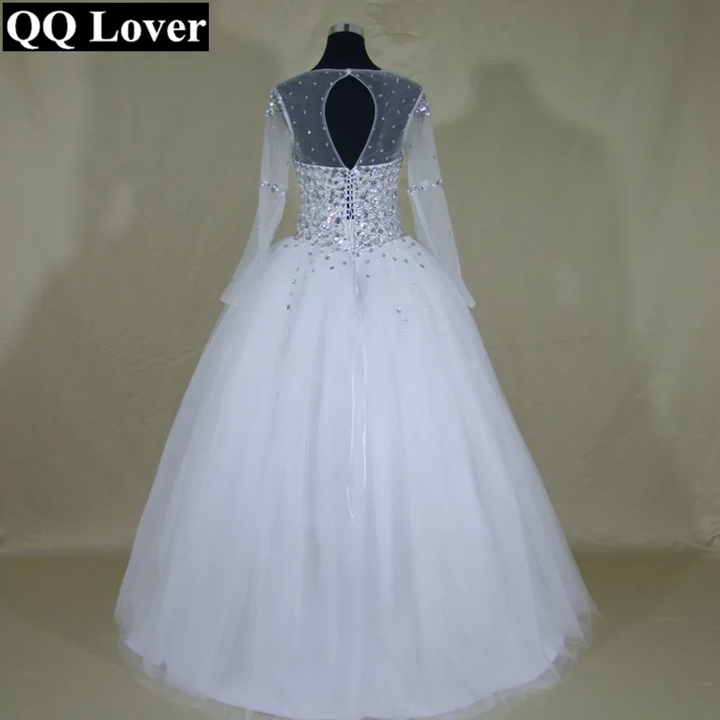 QQ Lover 2019 Новое перспективное свадебное платье с длинным рукавом стразы жемчуг