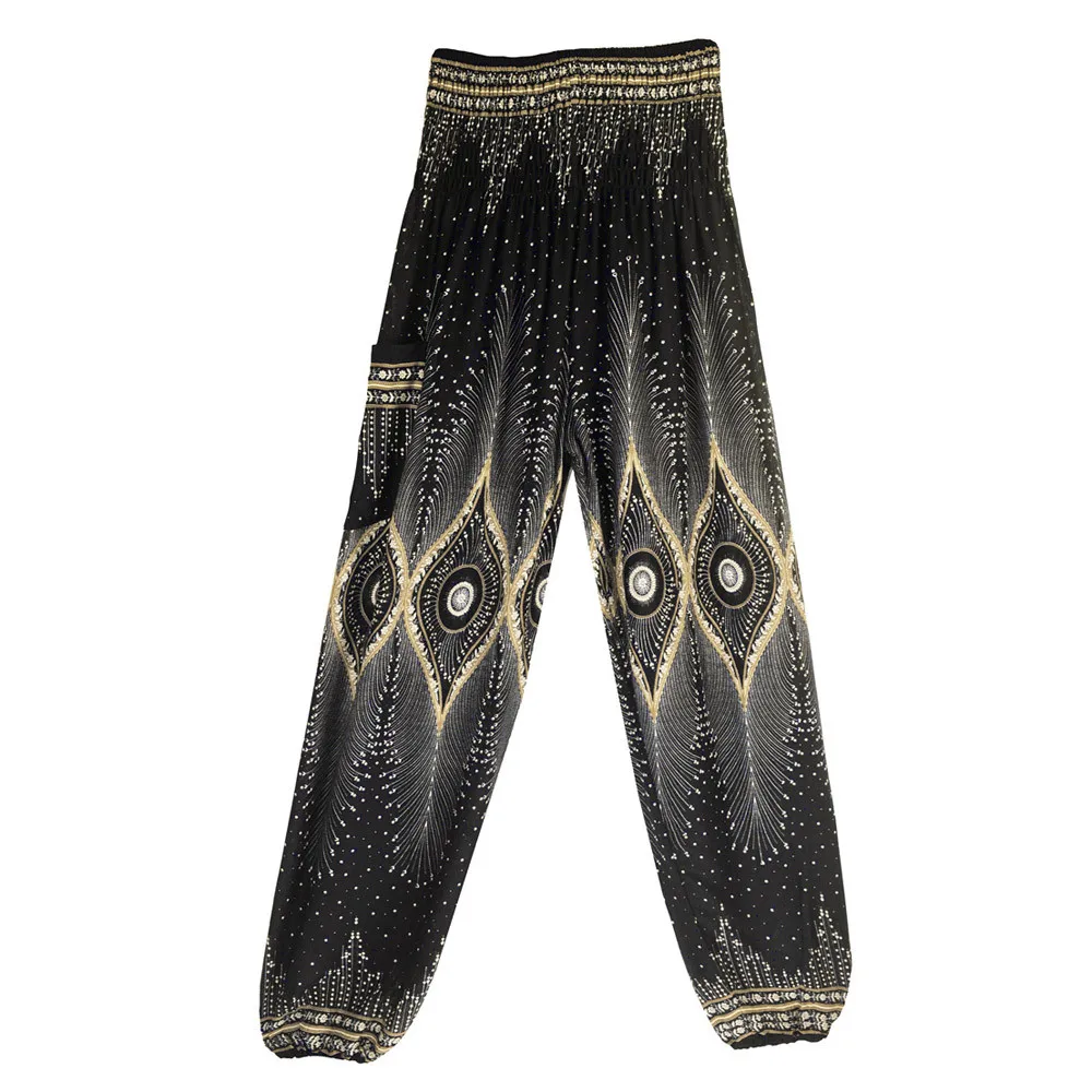 Мужские Женские тайские шаровары, Boho Festival Hippy Smock, высокая талия, штаны для йоги, леггинсы, спортивные женские, для фитнеса