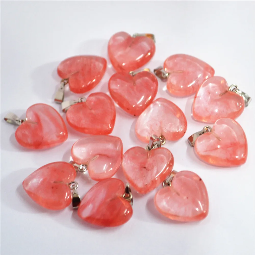 New charms heart pendant 50pcs druzy stones necklace fashion natural healing crystals cherry quartz stone pendants | Украшения и