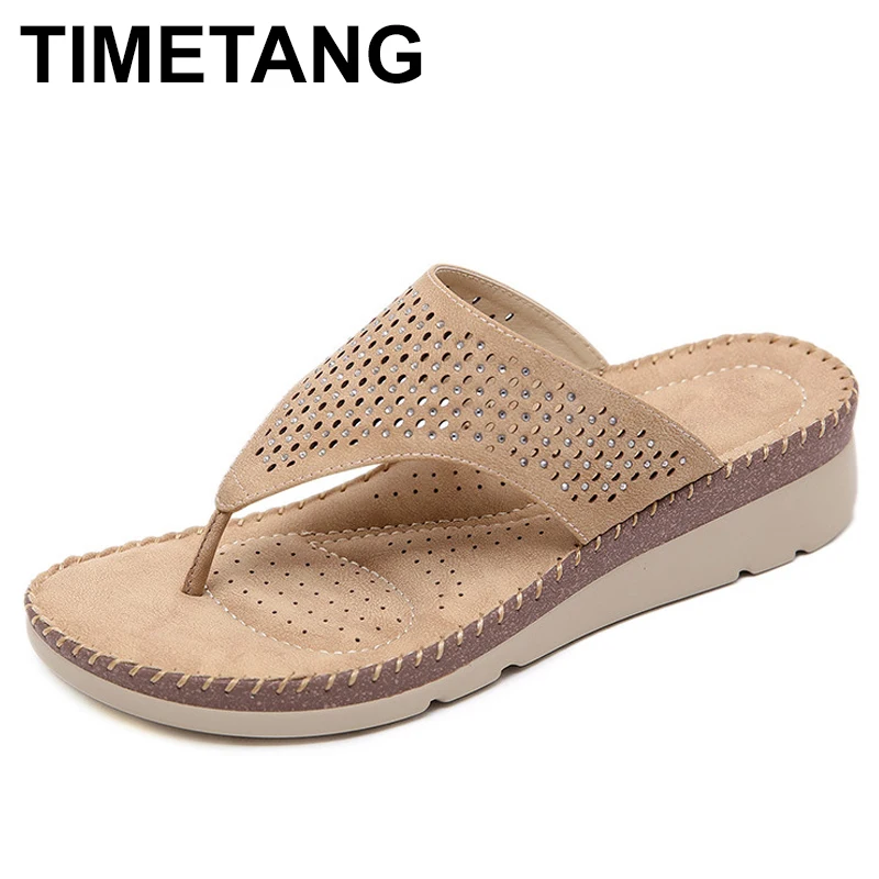 TIMETANG 2019 пляжные шлепанцы Сезон лето Женская обувь на платформе Обувь без