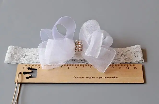 Бесплатная доставка 100 шт./лот бант из органзы с кружевной резинкой жемчугом |