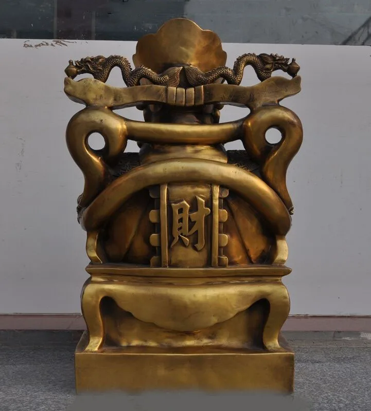 

wedding decoration China Bronze yuanbao Money Ruyi Wealth God Dragon Mammon Buddha Statue Sculpture