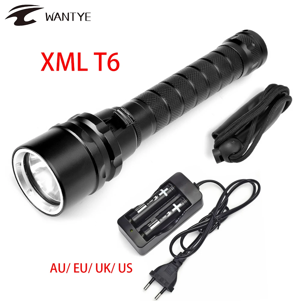 Водонепроницаемый светодиодный фонарик для подводного плавания XML T6 100 лм мощный