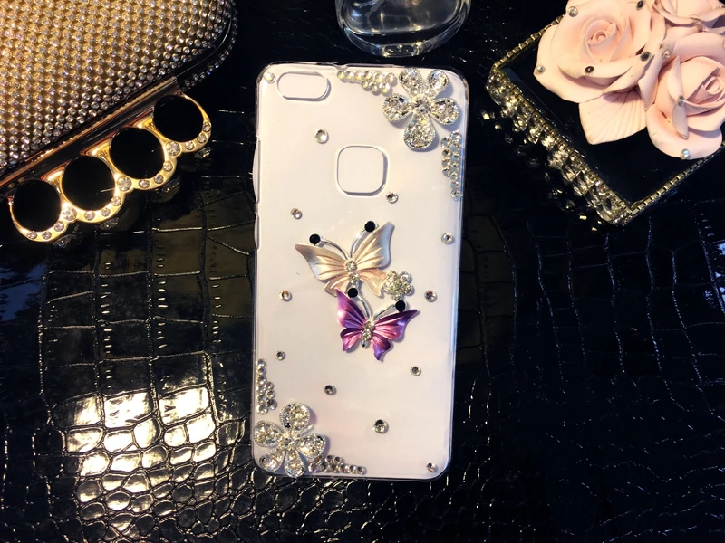 For HuaWei Nova 3 3i 5 6 SE Y5 Y6 II Y7 Y9 Prime 2018 2019 Honor Play Enjoy 10 10s Butterfly Diamond Flower Rhinestone case | Мобильные